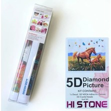 NT Boncuklu Taşlı Pano Mozaik Elmas Goblen Diamond Tablo 50 x 40 cm Mutlu Atlar