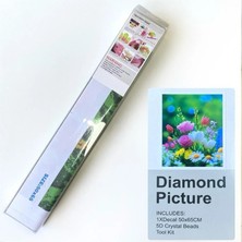 NT Boncuklu Taşlı Pano Mozaik Elmas Goblen Çocuklar Için Diamond Tablo 50 x 65 cm Çiçekler