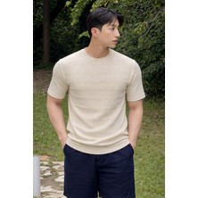Tarz Cool Fitilli Triko Tişört Erkek Slim Fit Yazlık Premium Basic Üst
