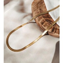 Kurbaa Italyan Balık Sırtı 316 Paslanmaz Altın Renk Uniseks 45 cm Zincir Çelik Kolye