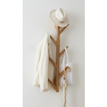 O&a Wood Doğal Ahşap Vestiyer, Dekoratif 6 Askılı Portmanto, Vintage Elbise Askısı Açık Meşe