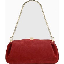 Yuzefi Oyster Süet Lüks Italyan Clutch ve Omuz Çantası, Gold Detaylı Tasarım
