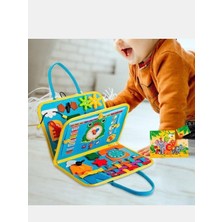 Generic Montessori Aktivite Çantası 20 Aktivite 4 Sayfa | 1-3 Yaş Eğitici Oyuncak | Motor Beceri Geliştirici Keçe Oyun Seti | Mavi