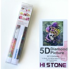 NT Boncuklu Taşlı Pano Mozaik Elmas Goblen Diamond Tablo 50 x 40 cm Çiçekli Kurukafa