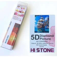 NT Boncuklu Taşlı Pano Çocuklar Için Mozaik Elmas Goblen Diamond Tablo 30 x 40 cm Yelkenli Ahşap Gemi