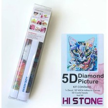 NT Boncuklu Taşlı Pano Mozaik Elmas Goblen Diamond Tablo 50 x 40 cm Kozmik Kedi