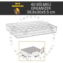 İnfeta 40 Bölmeli Şeffaf Kapaklı , Düzenleyici Organizer Malzeme Kutusu Hobi El Aleti Çivi Vida Çantası