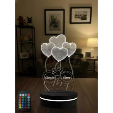 Eymi Design 4 Lü Kalp Sonsuzluk Sevgilime Hediye 16 Renkli Kumandalı