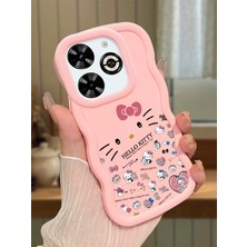 HONTINGA Infinix Smart 8 Plus Uyumlu Kılıfı Düşüme Önleyici Basitlik Anti Düşme Darbeye Dayanıklı Basit Pembe Yumuşak Silikon Telefon Kılıfı Hello Kitty Desen K9-0076