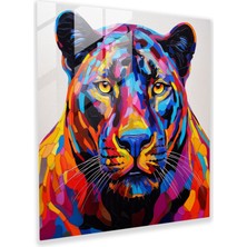 Popcasso Modern Sanat Siyah Panter Cam Tablo - Siyah Panter Temalı Cam Duvar Tablosu