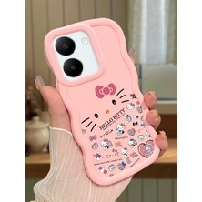 HONTINGA Vivo Y27S Uyumlu Kılıfı Düşüme Önleyici Basitlik Anti Düşme Darbeye Dayanıklı Basit Pembe Yumuşak Silikon Telefon Kılıfı Hello Kitty Desen K9-0076