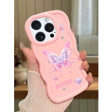HONTINGA iPhone 14 Pro Max Uyumlu Kılıfı Düşüme Önleyici Basitlik Anti Düşme Darbeye Dayanıklı Basit Pembe Yumuşak Silikon Telefon Kılıfı Kelebek Desen K9-0071