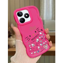 HONTINGA Realme C51 Uyumlu Kılıfı Düşüme Önleyici Basitlik Anti Düşme Darbeye Dayanıklı Basit Kırmızı Yumuşak Silikon Telefon Kılıfı Hello Kitty Desen K9-0076