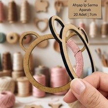 J Toyss Ayıcık Formlu Ahşap Ip Dolama Aparatı 20'li Set - 7 cm Ham Mdf Örgü Aksesuarı