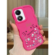 HONTINGA Vivo Y02S Uyumlu Kılıfı Düşüme Önleyici Basitlik Anti Düşme Darbeye Dayanıklı Basit Kırmızı Yumuşak Silikon Telefon Kılıfı Hello Kitty Desen K9-0076