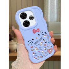 HONTINGA Poco M6 Uyumlu Kılıfı Düşüme Önleyici Basitlik Anti Düşme Darbeye Dayanıklı Basit Mavi Yumuşak Silikon Telefon Kılıfı Hello Kitty Desen K9-0076