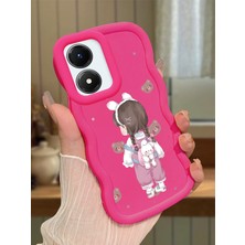 HONTINGA Vivo Y02S Uyumlu Kılıfı Düşüme Önleyici Basitlik Anti Düşme Darbeye Dayanıklı Basit Kırmızı Yumuşak Silikon Telefon Kılıfı Kız Desen K9-0075