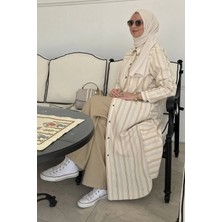 Rabia Şamlı Lina Çizgili Keten Kap