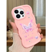 HONTINGA iPhone 13 Pro Max Uyumlu Kılıfı Düşüme Önleyici Basitlik Anti Düşme Darbeye Dayanıklı Basit Pembe Yumuşak Silikon Telefon Kılıfı Kelebek Desen K9-0071