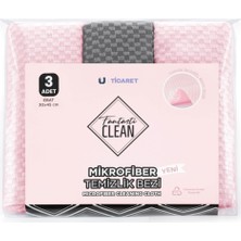 Fantasti Clean FantastiClean 3’lü Çift Taraflı Mikrofiber Temizlik Bezi 30x45 (Pembe/Gri/Pembe)