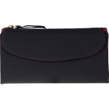 BloominBag Élıa Double Band Noir Black-Red Large Deri Kadın Cüzdan & Clutch