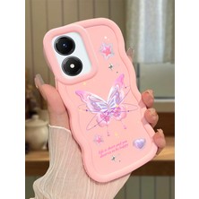 HONTINGA Vivo Y02S Uyumlu Kılıfı Düşüme Önleyici Basitlik Anti Düşme Darbeye Dayanıklı Basit Pembe Yumuşak Silikon Telefon Kılıfı Kelebek Desen K9-0071