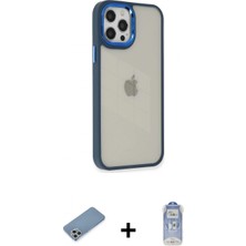 Marsilyan™- iPhone 12 Pro Max Kılıf Eksen Doku Prime - Siyah Joko Magic 5d Cam + Gümüş Shine Kamera Lens Koruma Cam