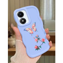 HONTINGA Vivo Y02S Uyumlu Kılıfı Düşüme Önleyici Basitlik Anti Düşme Darbeye Dayanıklı Basit Mavi Yumuşak Silikon Telefon Kılıfı Kelebek Desen K9-0074