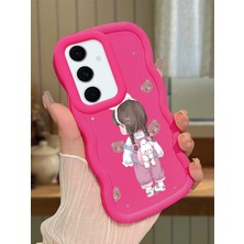 HONTINGA Samsung Galaxy S24 Fe Uyumlu Kılıfı Düşüme Önleyici Basitlik Anti Düşme Darbeye Dayanıklı Basit Kırmızı Yumuşak Silikon Telefon Kılıfı Kız Desen K9-0075
