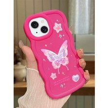 HONTINGA iPhone 15 Plus Uyumlu Kılıfı Düşüme Önleyici Basitlik Anti Düşme Darbeye Dayanıklı Basit Kırmızı Yumuşak Silikon Telefon Kılıfı Kelebek Desen K9-0071