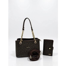 Just Polo  Özel Günlere Uygun Baskılı Şık Omuz Çantası ve Cüzdanı Kombin Shopper