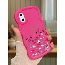HONTINGA iPhone x Uyumlu Kılıfı Düşüme Önleyici Basitlik Anti Düşme Darbeye Dayanıklı Basit Kırmızı Yumuşak Silikon Telefon Kılıfı Hello Kitty Desen K9-0076