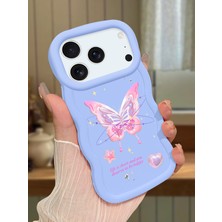 HONTINGA iPhone 17 Pro Max Uyumlu Kılıfı Düşüme Önleyici Basitlik Anti Düşme Darbeye Dayanıklı Basit Mavi Yumuşak Silikon Telefon Kılıfı Kelebek Desen K9-0071