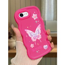 HONTINGA iPhone 7 Uyumlu Kılıfı Düşüme Önleyici Basitlik Anti Düşme Darbeye Dayanıklı Basit Kırmızı Yumuşak Silikon Telefon Kılıfı Kelebek Desen K9-0071