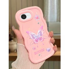HONTINGA iPhone 16E Uyumlu Kılıfı Düşüme Önleyici Basitlik Anti Düşme Darbeye Dayanıklı Basit Pembe Yumuşak Silikon Telefon Kılıfı Kelebek Desen K9-0071