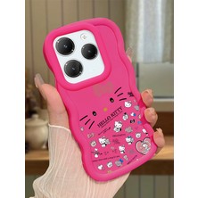 HONTINGA Infinix Hot 40 Pro Uyumlu Kılıfı Düşüme Önleyici Basitlik Anti Düşme Darbeye Dayanıklı Basit Kırmızı Yumuşak Silikon Telefon Kılıfı Hello Kitty Desen K9-0076