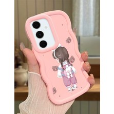 HONTINGA Samsung Galaxy S24 Fe Uyumlu Kılıfı Düşüme Önleyici Basitlik Anti Düşme Darbeye Dayanıklı Basit Pembe Yumuşak Silikon Telefon Kılıfı Kız Desen K9-0075