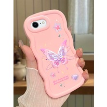 HONTINGA iPhone 7 Uyumlu Kılıfı Düşüme Önleyici Basitlik Anti Düşme Darbeye Dayanıklı Basit Pembe Yumuşak Silikon Telefon Kılıfı Kelebek Desen K9-0071