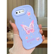 HONTINGA iPhone 7 Plus Uyumlu Kılıfı Düşüme Önleyici Basitlik Anti Düşme Darbeye Dayanıklı Basit Mavi Yumuşak Silikon Telefon Kılıfı Kelebek Desen K9-0071