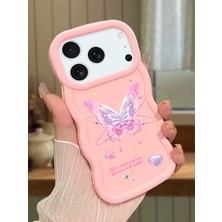 HONTINGA iPhone 17 Pro Max Uyumlu Kılıfı Düşüme Önleyici Basitlik Anti Düşme Darbeye Dayanıklı Basit Pembe Yumuşak Silikon Telefon Kılıfı Kelebek Desen K9-0071