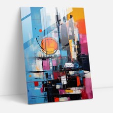 Popcasso Dinamik Soyut Şehir Manzarası Temalı Cam Tablo - Modern Sanat Tarzında Soyut Görsel