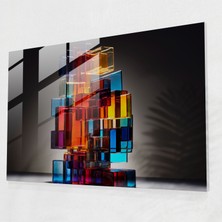 Popcasso Modern Sanat Cam Tablo - Blockchain Temalı Sürekli Gelişen Tasarım