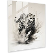 Popcasso Cheetah Temalı Cam Tablo - Güçlü Çita Illüstrasyonu