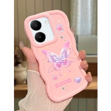 HONTINGA Vivo Y27S Uyumlu Kılıfı Düşüme Önleyici Basitlik Anti Düşme Darbeye Dayanıklı Basit Pembe Yumuşak Silikon Telefon Kılıfı Kelebek Desen K9-0071