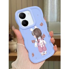 HONTINGA Vivo Y27S Uyumlu Kılıfı Düşüme Önleyici Basitlik Anti Düşme Darbeye Dayanıklı Basit Mavi Yumuşak Silikon Telefon Kılıfı Kız Desen K9-0075