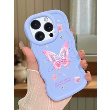 HONTINGA iPhone 14 Pro Max Uyumlu Kılıfı Düşüme Önleyici Basitlik Anti Düşme Darbeye Dayanıklı Basit Mavi Yumuşak Silikon Telefon Kılıfı Kelebek Desen K9-0071