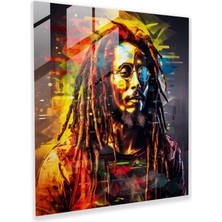 Popcasso Reggae Ritimleri Cam Tablo - Bob Marley Temalı Duvar Tablosu