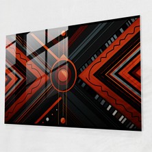 Popcasso Aborijinal Geometrik Temperli Cam Tablo - Kabile Desenleri ile Minimalist Tarz Ev Dekoru