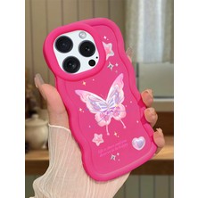 HONTINGA iPhone 14 Pro Uyumlu Kılıfı Düşüme Önleyici Basitlik Anti Düşme Darbeye Dayanıklı Basit Kırmızı Yumuşak Silikon Telefon Kılıfı Kelebek Desen K9-0071