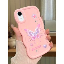 HONTINGA iPhone Xr Uyumlu Kılıfı Düşüme Önleyici Basitlik Anti Düşme Darbeye Dayanıklı Basit Pembe Yumuşak Silikon Telefon Kılıfı Kelebek Desen K9-0071